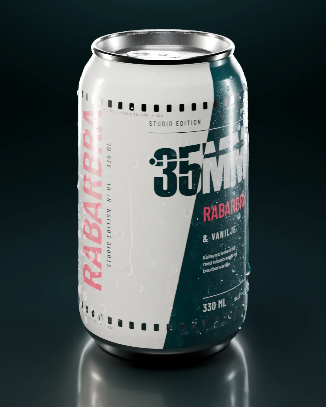 CGI-reel fra 35MM: en boks, en arkade og 35MM-merket i metall, laget i Blender.