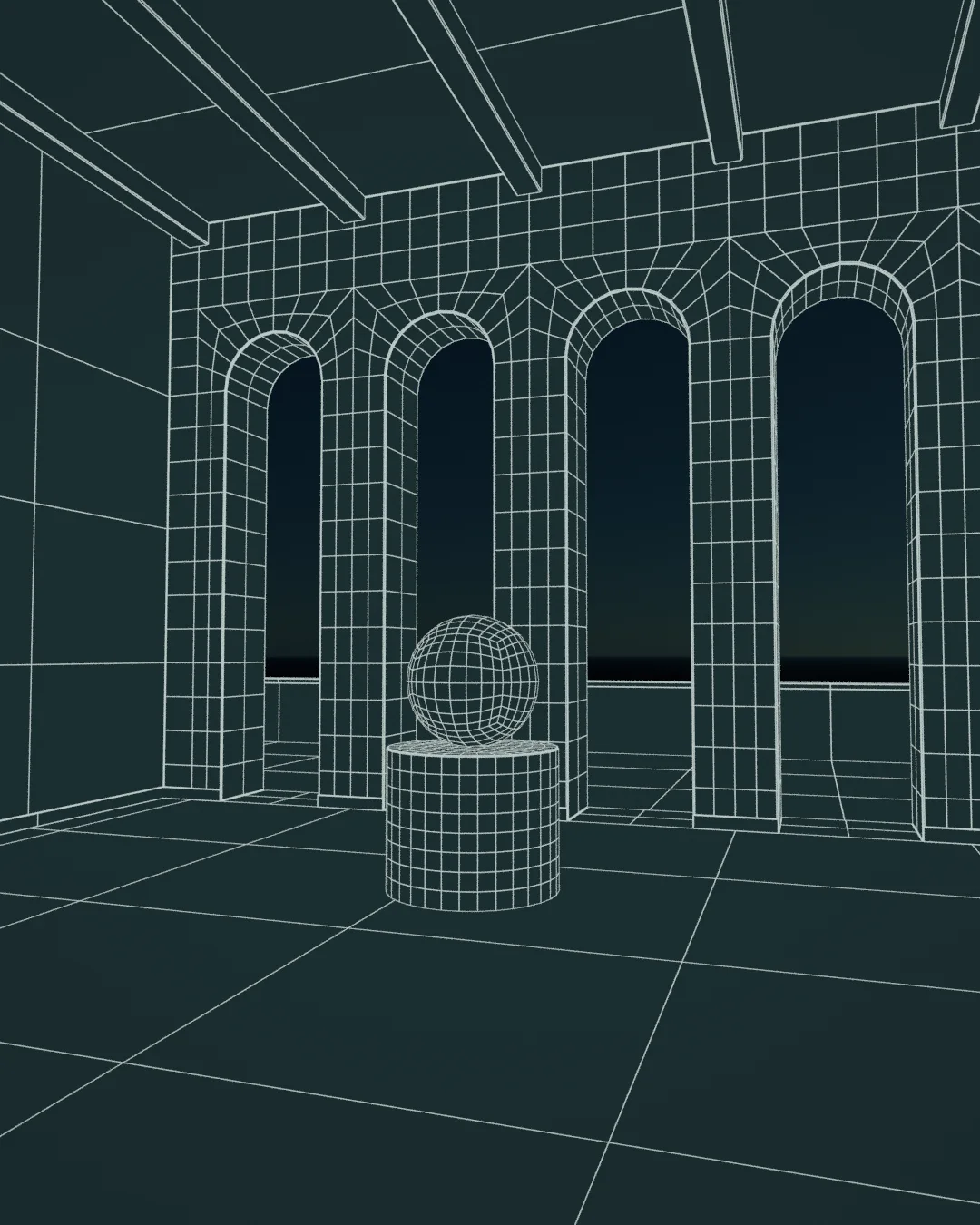 Studien Miljø, fra wireframe til ferdig render.